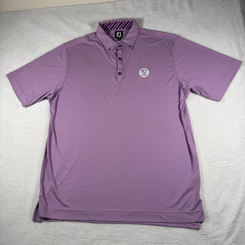 FootJoy Polo Shirt Mens XL Purple Button Down Collar SHC Logo Stretch